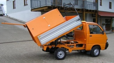 Müllaufbau Container kurz mit Schiebeklappen